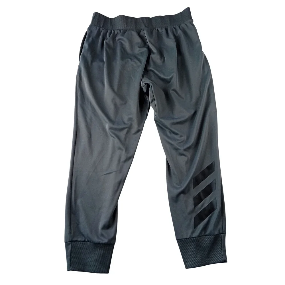 Adidas Mens Athletic Jogger Pants Gray‎ Elastic Waist 3 Stripe Logo